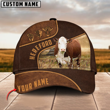 Joycorners Hereford Cattle Customized Name Brown Cap