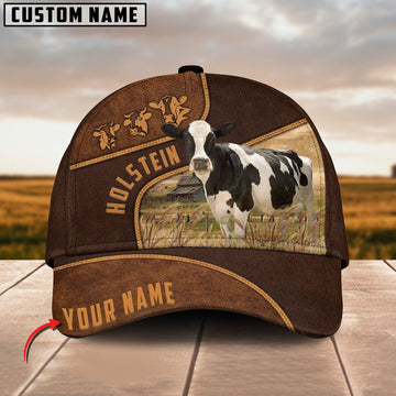 Joycorners Holstein Cattle Customized Name Brown Cap