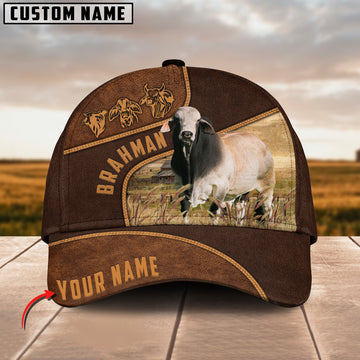 Joycorners Brahman Cattle Customized Name Brown Cap