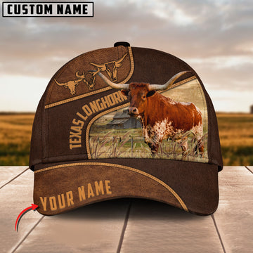 Joycorners Texas Longhorn Customized Name Brown Cap