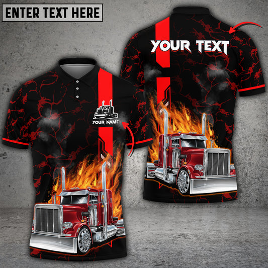 Joycorners Truck On Flame Pattern Personalized Name Shirt For Truck Driver