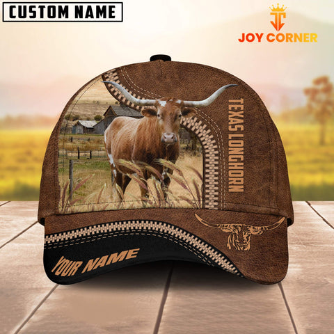 Joycorners Texas Longhorn Cattle Customized Name 3D Printed Cap