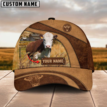 Joycorners Hereford Cattle Customized Name Brown Cap