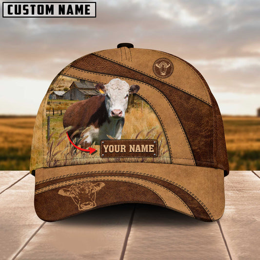 Joycorners Hereford Cattle Customized Name Brown Cap
