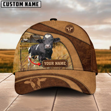 Joycorners Holstein Cattle Customized Name Brown Cap