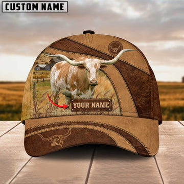 Joycorners Texas Longhorn Customized Name Brown Cap