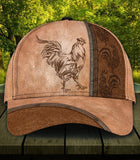 Joycorners Chickens Rooster Brown Leather Pattern Cap