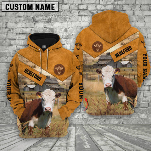Joycorners Farm Hereford Cattle Custom Name Printed Shirts