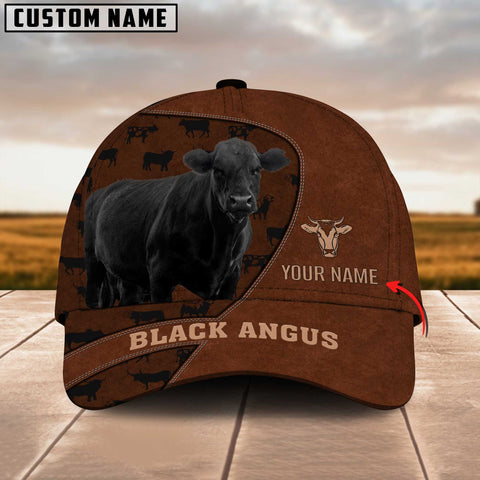 Joycorners Black Angus Cattle Customized Name Brown Pattern Cap