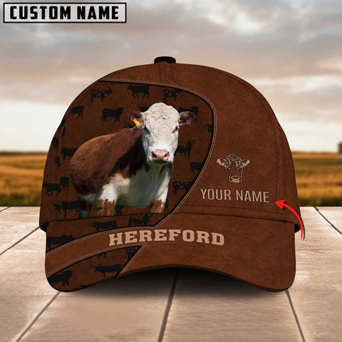 Joycorners Hereford Cattle Customized Name Brown Pattern Cap
