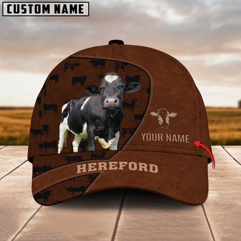 Joycorners Holstein Cattle Customized Name Brown Pattern Cap