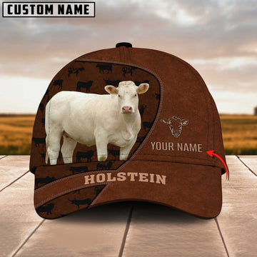 Joycorners Charolais Cattle Customized Name Brown Pattern Cap