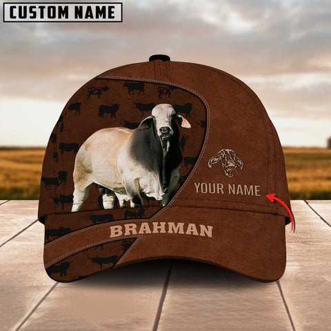 Joycorners Brahman Cattle Customized Name Brown Pattern Cap