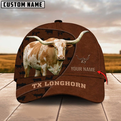Joycorners Texas Longhorn Customized Name Brown Pattern Cap