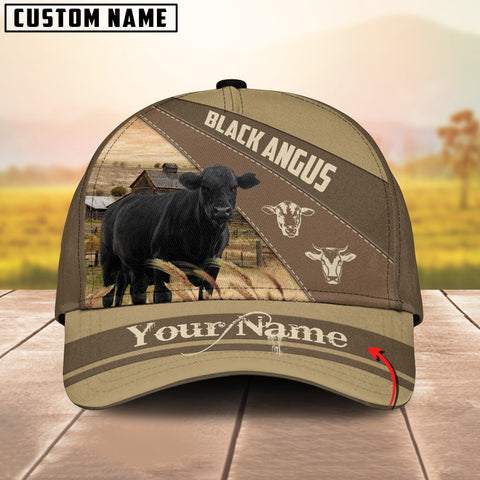 Joycorners Black Angus Cattle Khaki Pattern Customized Name Cap