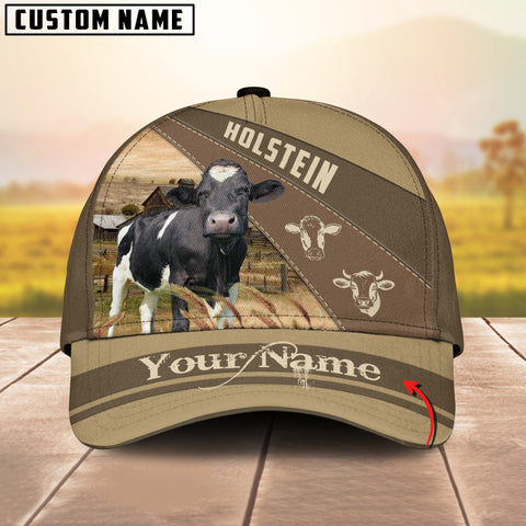 Joycorners Holstein Cattle Khaki Pattern Customized Name Cap
