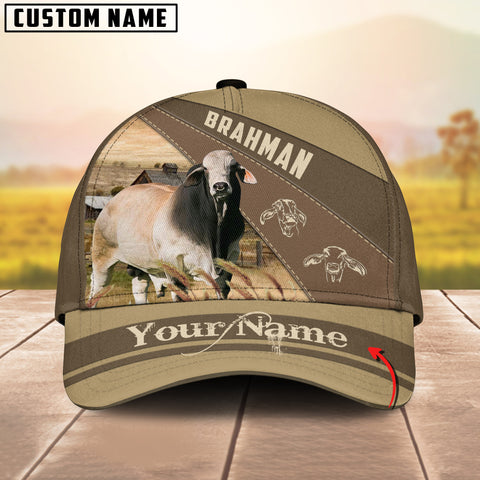 Joycorners Brahman Cattle Khaki Pattern Customized Name Cap