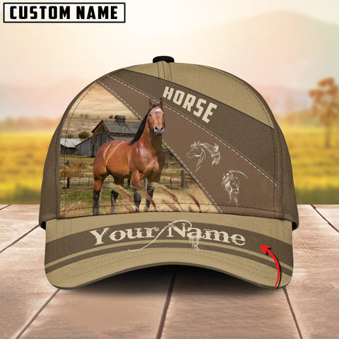 Joycorners Horse Khaki Pattern Customized Name Cap