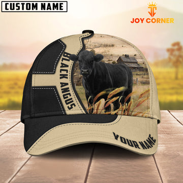 Joycorners Black Angus Cattle Black Khaki Pattern Customized Name Cap