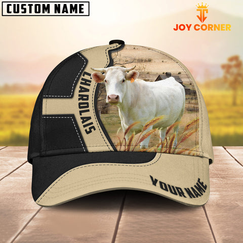 Joycorners Charolais Cattle Black Khaki Pattern Customized Name Cap
