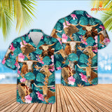 Joy Corners Texas Longhorn Palm Leaves Pattern Hawaiian Shirt