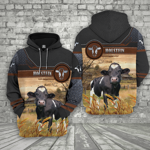 Joycorners Farm Holstein Cattle Black Leather Pattern 3D Printed Shirts