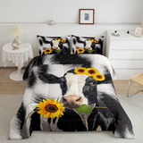JoyCorners Holstein Cattle Sunflower 3D Bedding Set