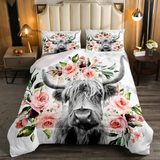 JoyCorners Highland Cattle Roses 3D Bedding Set