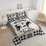 JoyCorners Holstein Cattle Welcome to our Farmhouse Pattern 3D Bedding Set