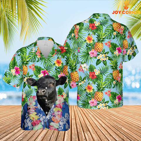 Joy Corners Black Angus Cattle Big Face Funny Hawaiian Shirt