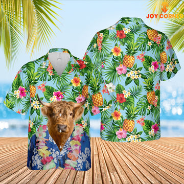 Joy Corners Highland Cattle Big Face Funny Hawaiian Shirt