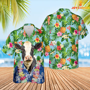 Joy Corners Holstein Cattle Big Face Funny Hawaiian Shirt