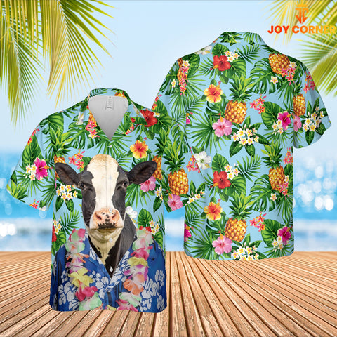 Joy Corners Holstein Cattle Big Face Funny Hawaiian Shirt