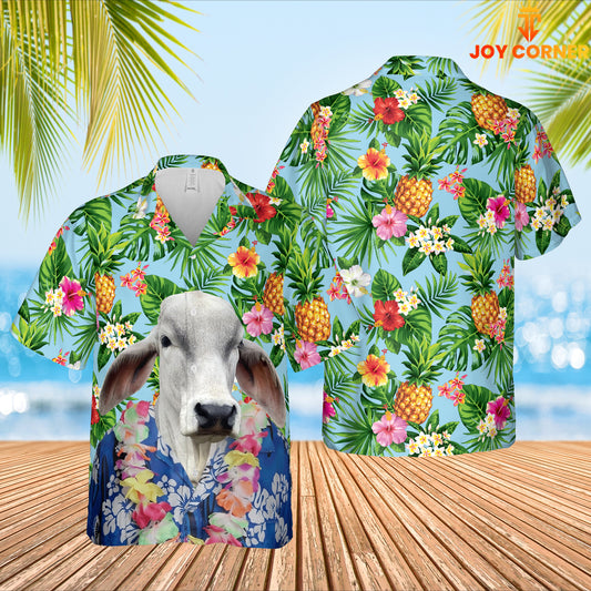 Joy Corners Brahman Cattle Big Face Funny Hawaiian Shirt
