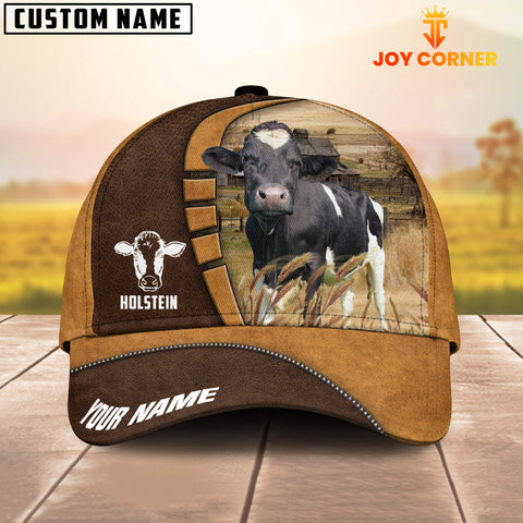 Joycorners Holstein Cattle Customized Name Brown 3D Cap