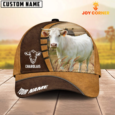 Joycorners Charolais Cattle Customized Name Brown 3D Cap