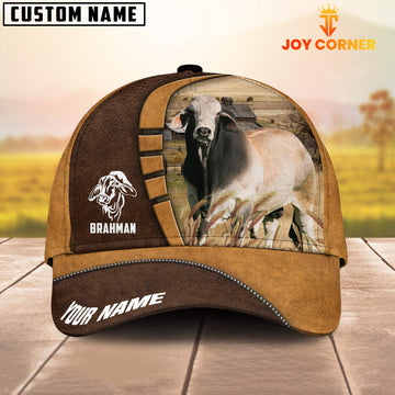 Joycorners Brahman Cattle Customized Name Brown 3D Cap