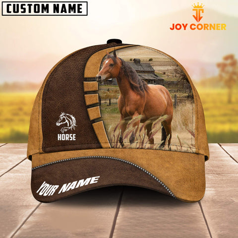 Joycorners Horse Customized Name Brown 3D Cap