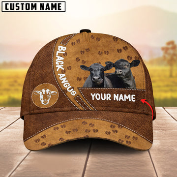 Joycorners Black Angus Cattle Happiness Brown Yellow Customized Name Cap