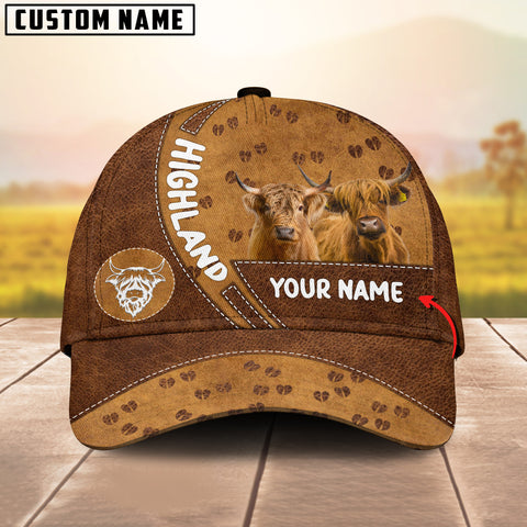 Joycorners Highland Cattle Happiness Brown Yellow Customized Name Cap