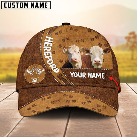 Joycorners Hereford Cattle Happiness Brown Yellow Customized Name Cap