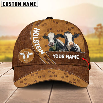 Joycorners Holstein Cattle Happiness Brown Yellow Customized Name Cap