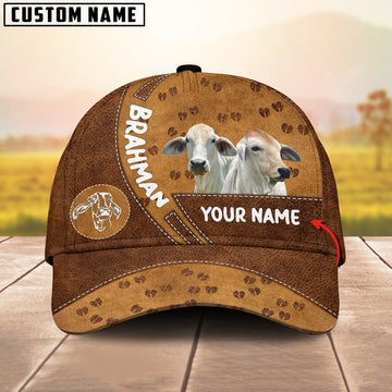 Joycorners Brahman Cattle Happiness Brown Yellow Customized Name Cap
