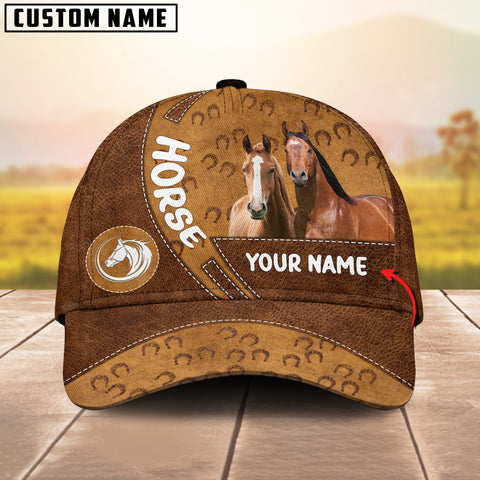Joycorners Horse Happiness Brown Yellow Customized Name Cap
