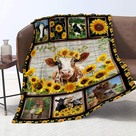 Joy Corners Cattle Sunflower Pattern Blanket