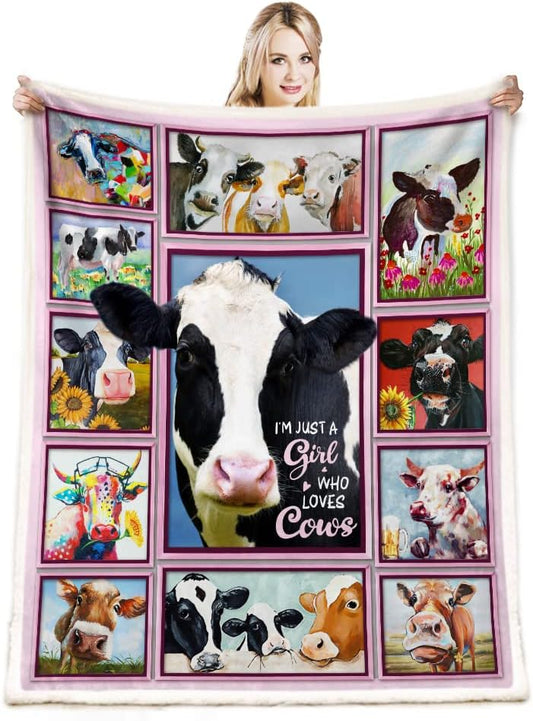 Joy Corners "Just A Girl Who Love Cows" Pattern Blanket