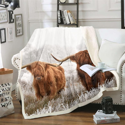 Joy Corners Highland Cattle 3D Printed Blanket