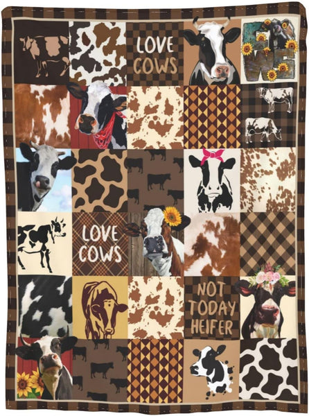 Joy Corners Holstein Cattle Brown Pattern Blanket