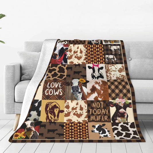 Joy Corners Holstein Cattle Brown Pattern Blanket
