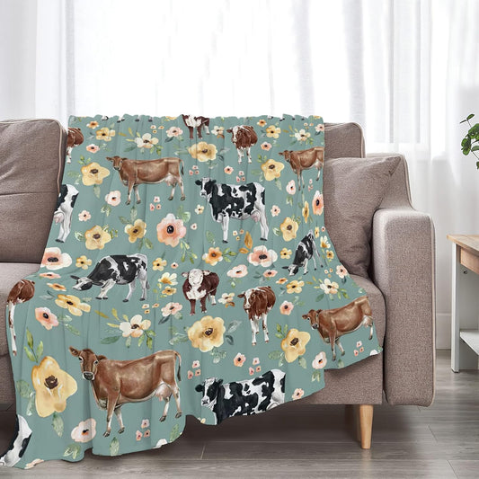 Joy Corners Cattle Flowers Pattern Blanket